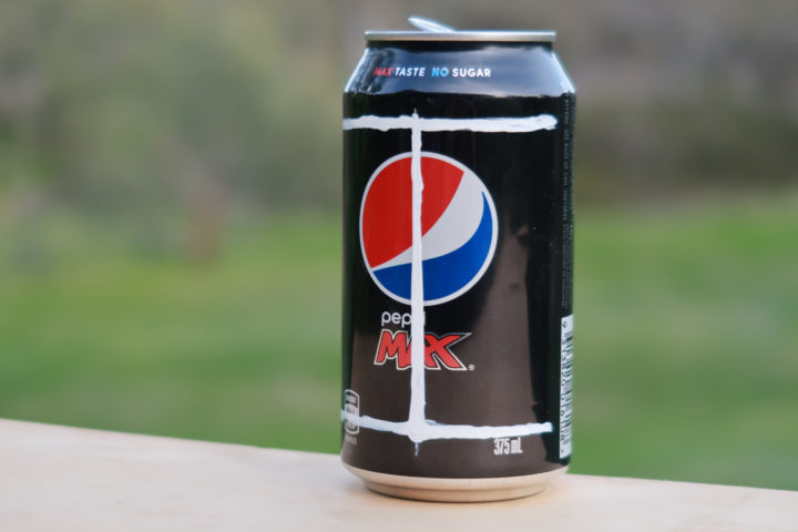 Pepsi Max aluminium can marked with a large "I" shape in white paint